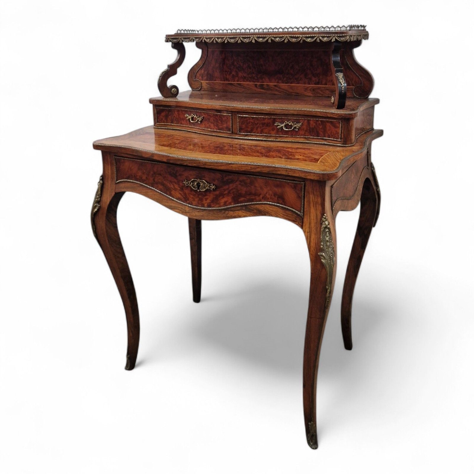 French Louis XV Revival Bonheur Du Jour Writing Desk Marquetry Antique Bureau photo Furniture