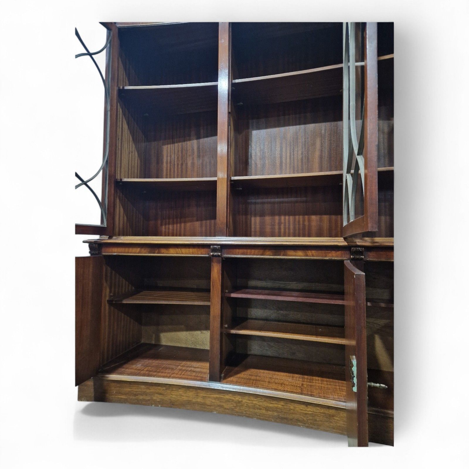 photo furniture Reprodux Mahogany Concave Display Cabinet Astragal Glazed Bookcase 6 Door