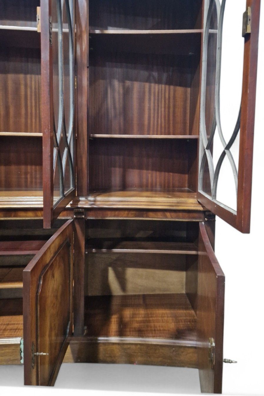 photo for sale Reprodux Mahogany Concave Display Cabinet Astragal Glazed Bookcase 6 Door