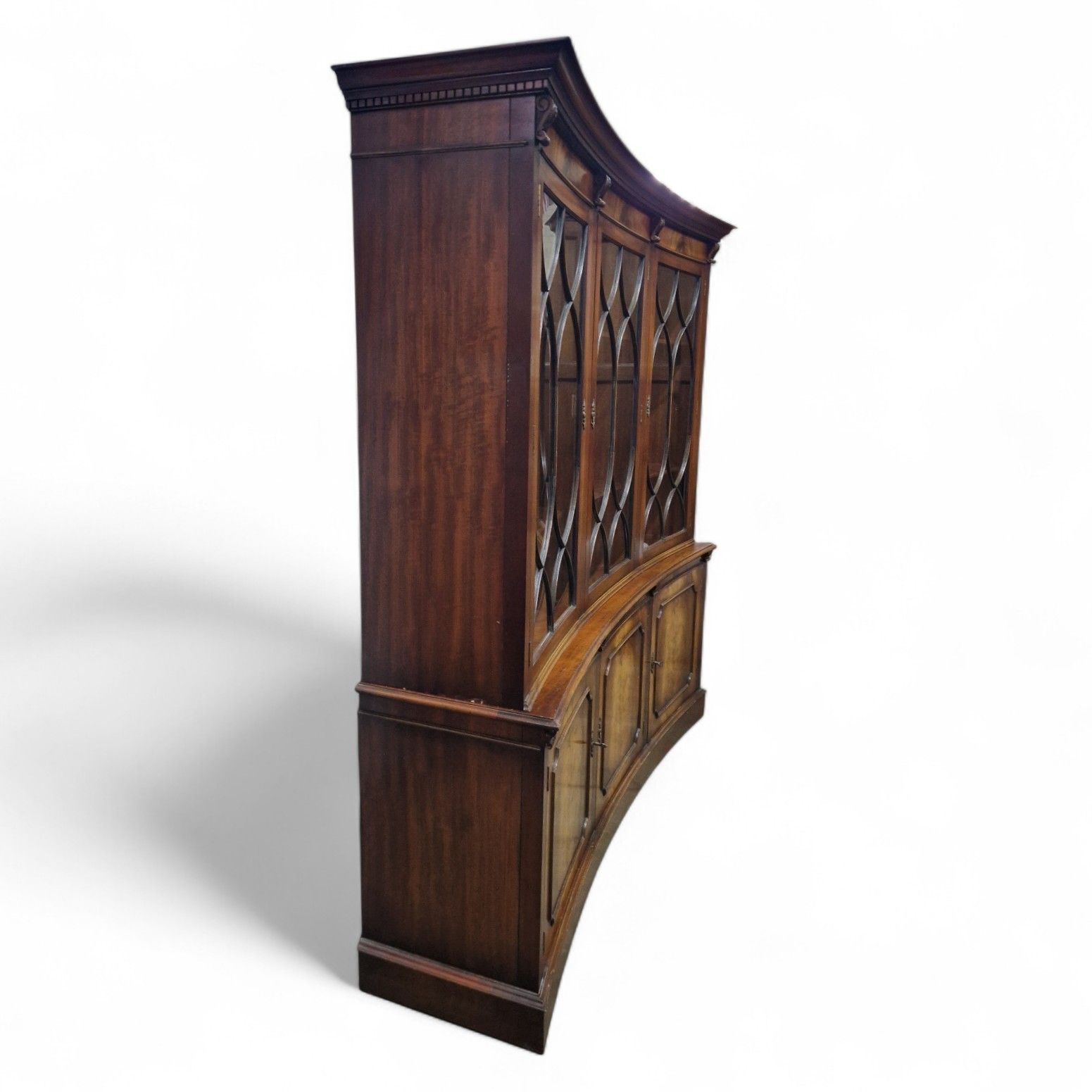 Furniture Reprodux Mahogany Concave Display Cabinet Astragal Glazed Bookcase 6 Door photo