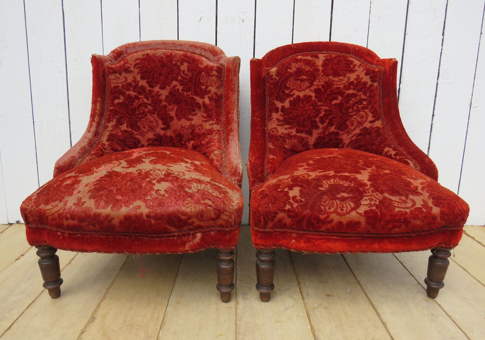 Pair Of Antique Napoleon III Slipper Chairs photo furniture