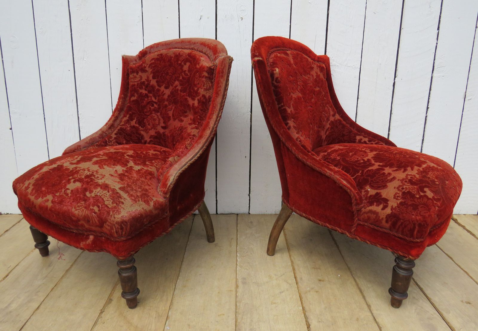 Pair Of Antique Napoleon III Slipper Chairs photo vinterior