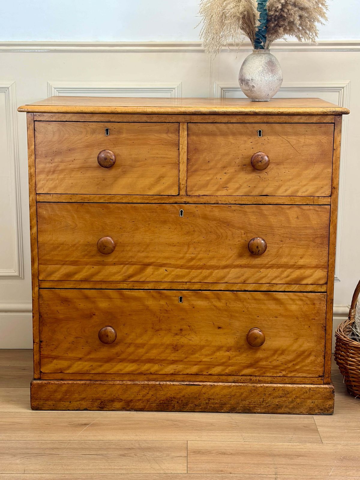 Antique Heal & Son Bleached Satin Birch Chest Of Drawers. photo for sale
