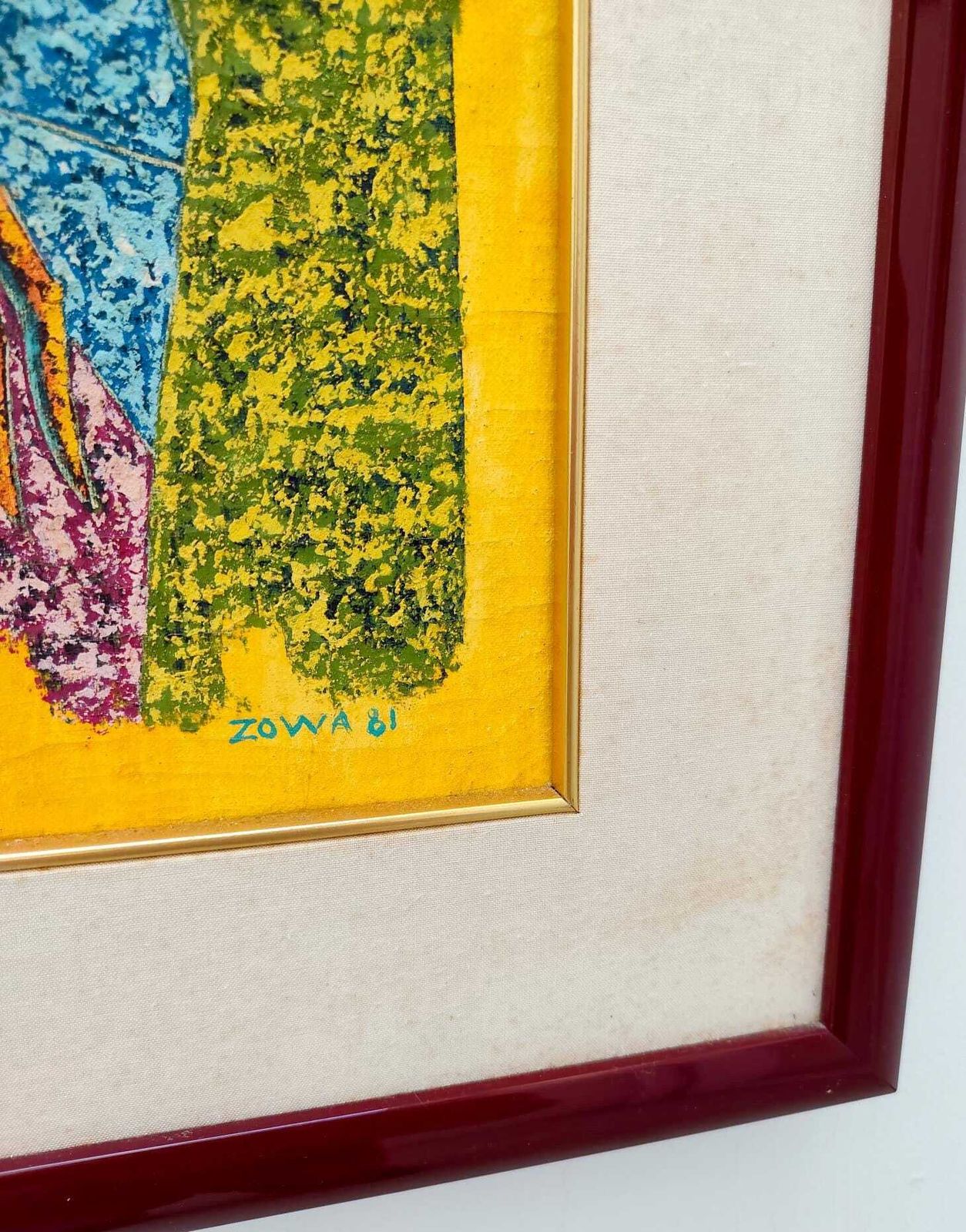 Nkutu A Zowa Woman Africa Tempera Painting On Canvas Unique Work With Frame 1981 photo for sale