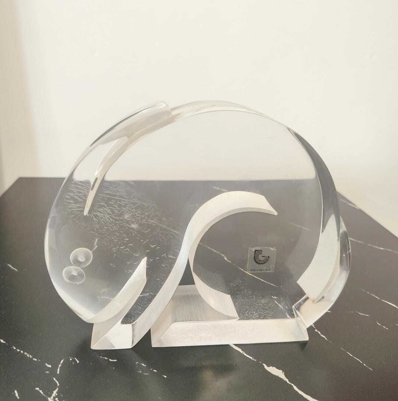 Guzzini Lucite konijnenfiguur – Vintage design van Silvio Russo, Space Age, jaren 1970, plexiglas photo 206.0