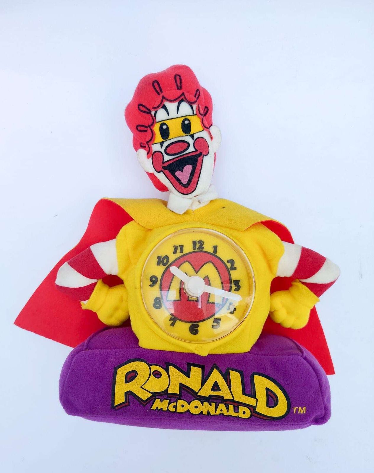 Ronald McDonald pluche tafelklok Happy Meal 2002 Vintage photo furniture