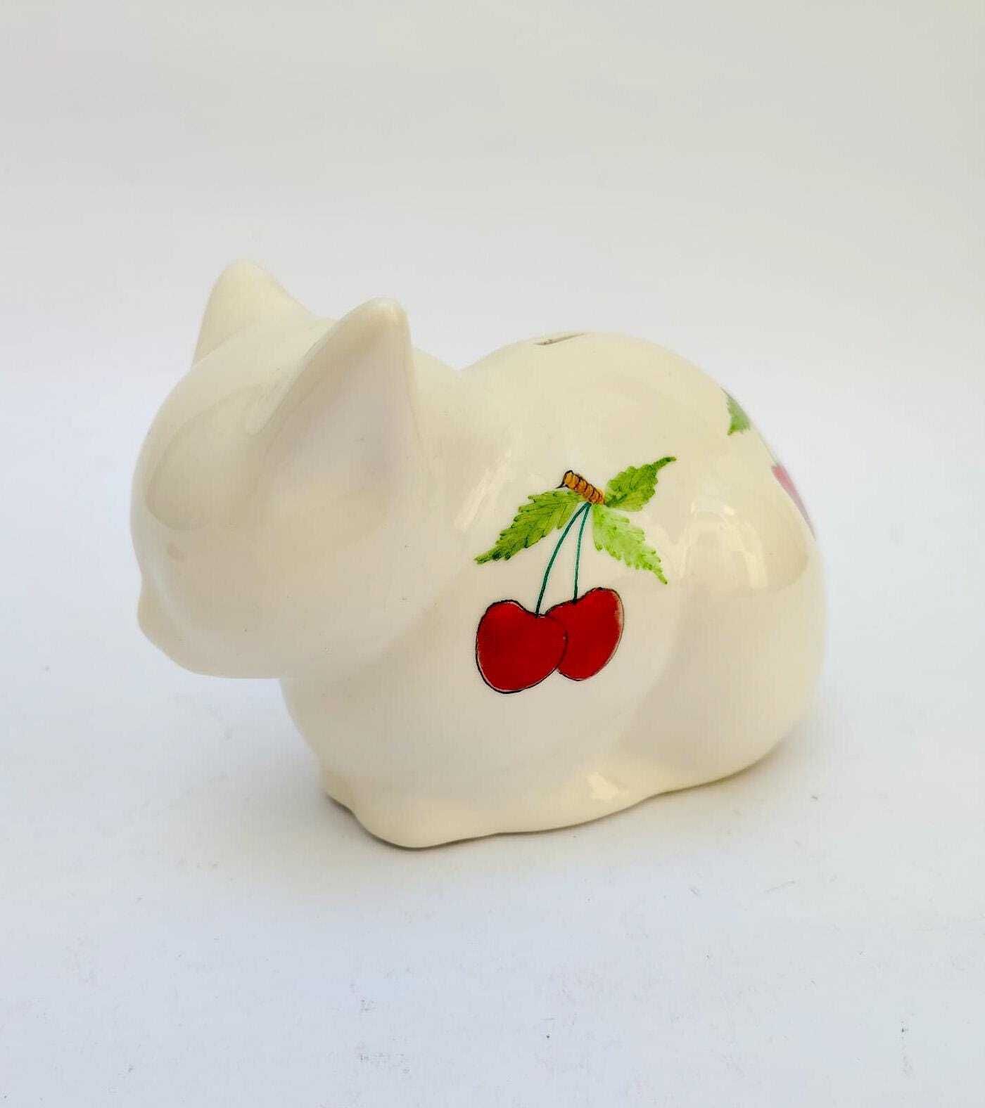 Ceramic Cat Piggy Bank, Ernestine Ceramic Art Masters, Vintage Mid Century Cherry Decoration