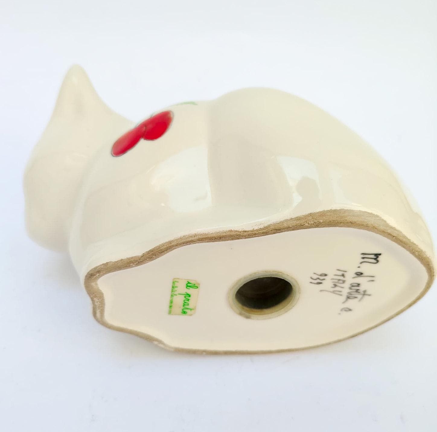 Ceramic Cat Piggy Bank, Ernestine Ceramic Art Masters, Vintage Mid Century Cherry Decoration photo buy