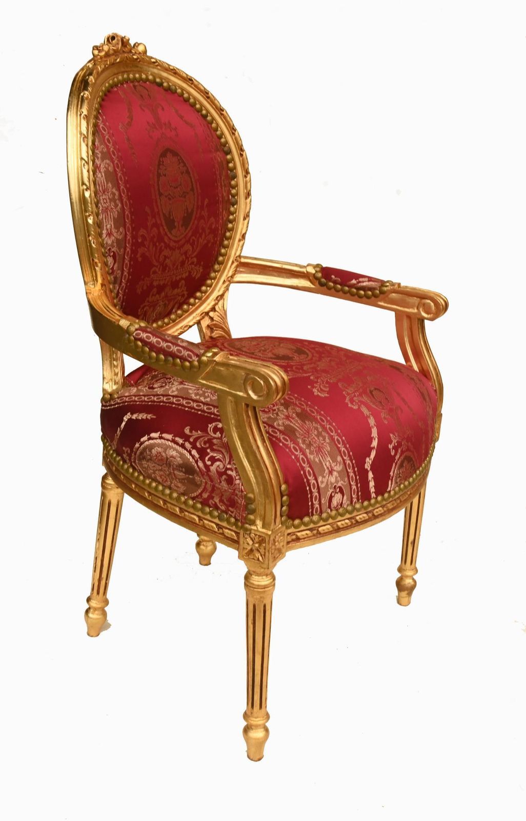 Pair French Gilt Arm Chairs Fauteuil Louis XVI Revival. photo for sale