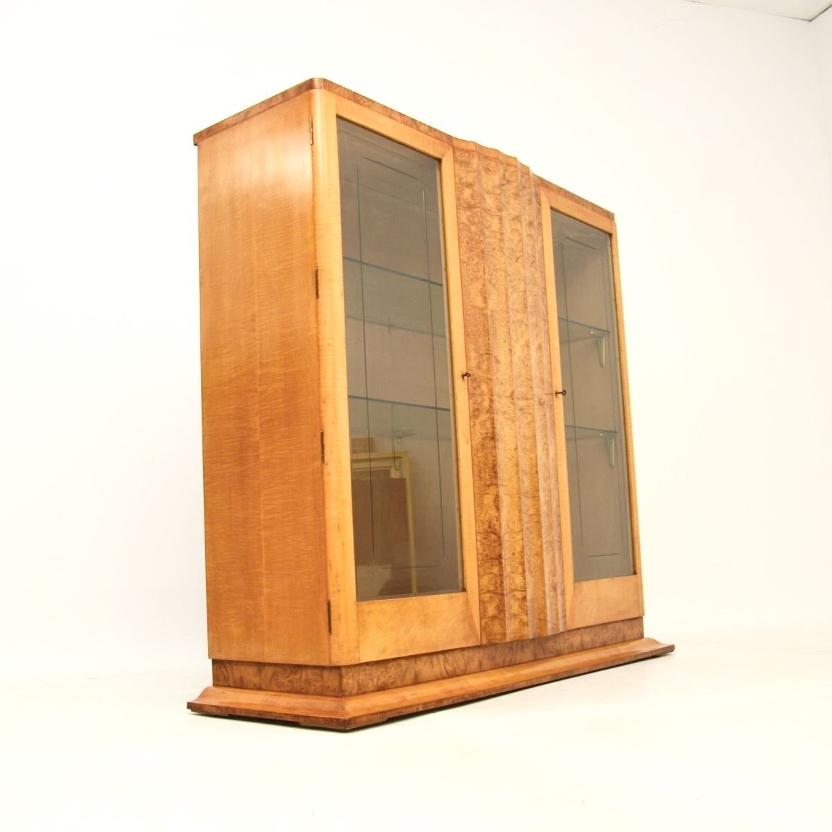 photo furniture Art Deco Burr Walnut And Sycamore Bookcase / Cabinet By Epstein.