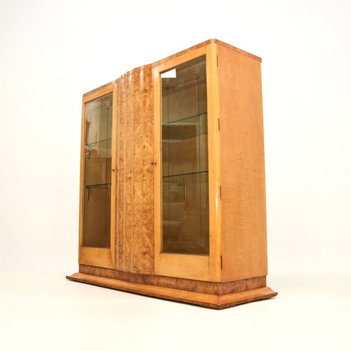 photo for sale Art Deco Burr Walnut And Sycamore Bookcase / Cabinet By Epstein.