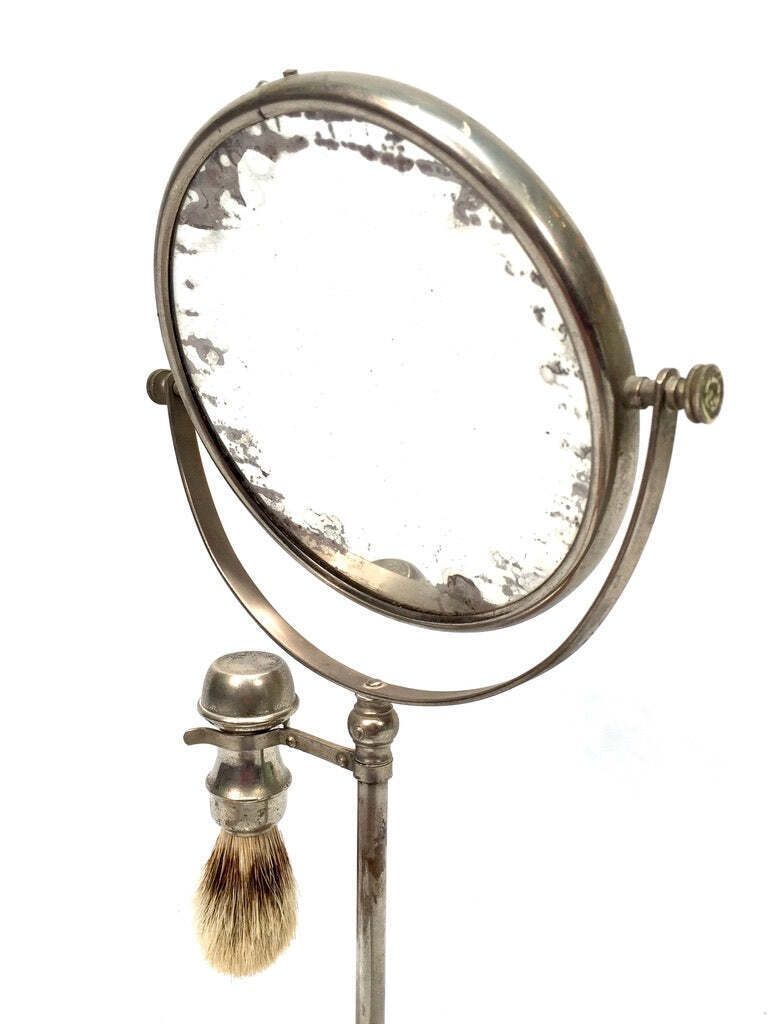 Antique Edwardian Gentleman's Shaving Stand Mirror / Brush &Amp; Shaving Bowl C.1910 photo buy