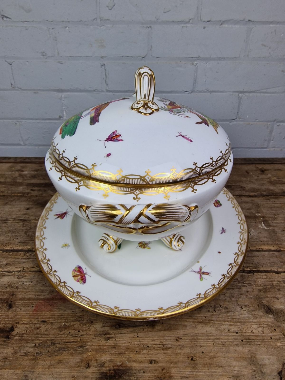 Antique Porcelain Soup Tureen By Coalport Or Coalbrookdale   English Circa 1830 photo vintage