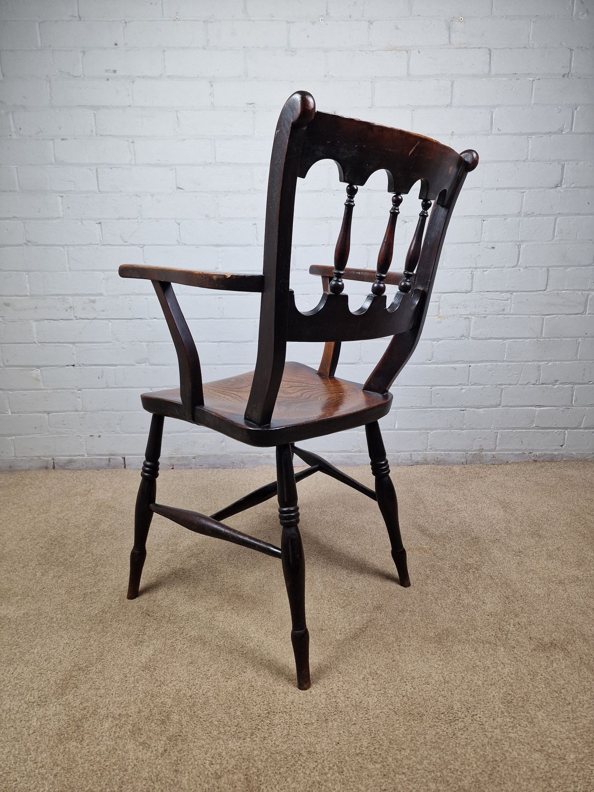 Victorian Elm And Beech Oxford Bar Back Windsor Chair photo vintage