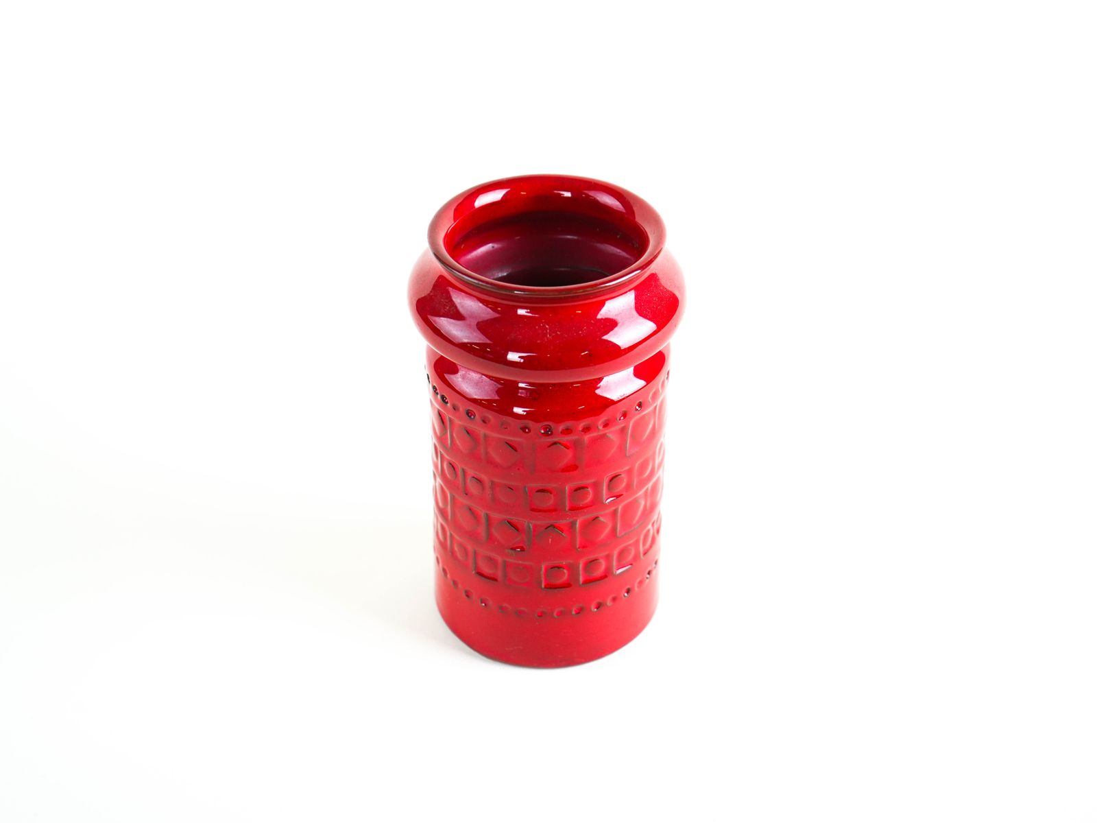Rode keramische vaas, Duits design, jaren 1960, Made In West Germany photo Woonaccessoires