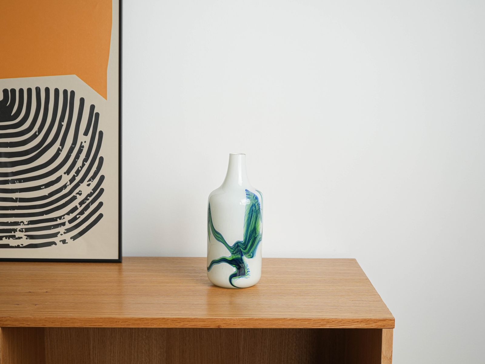 Glazen vaas, Deens design, jaren 1970, gemaakt in Denemarken photo vintage