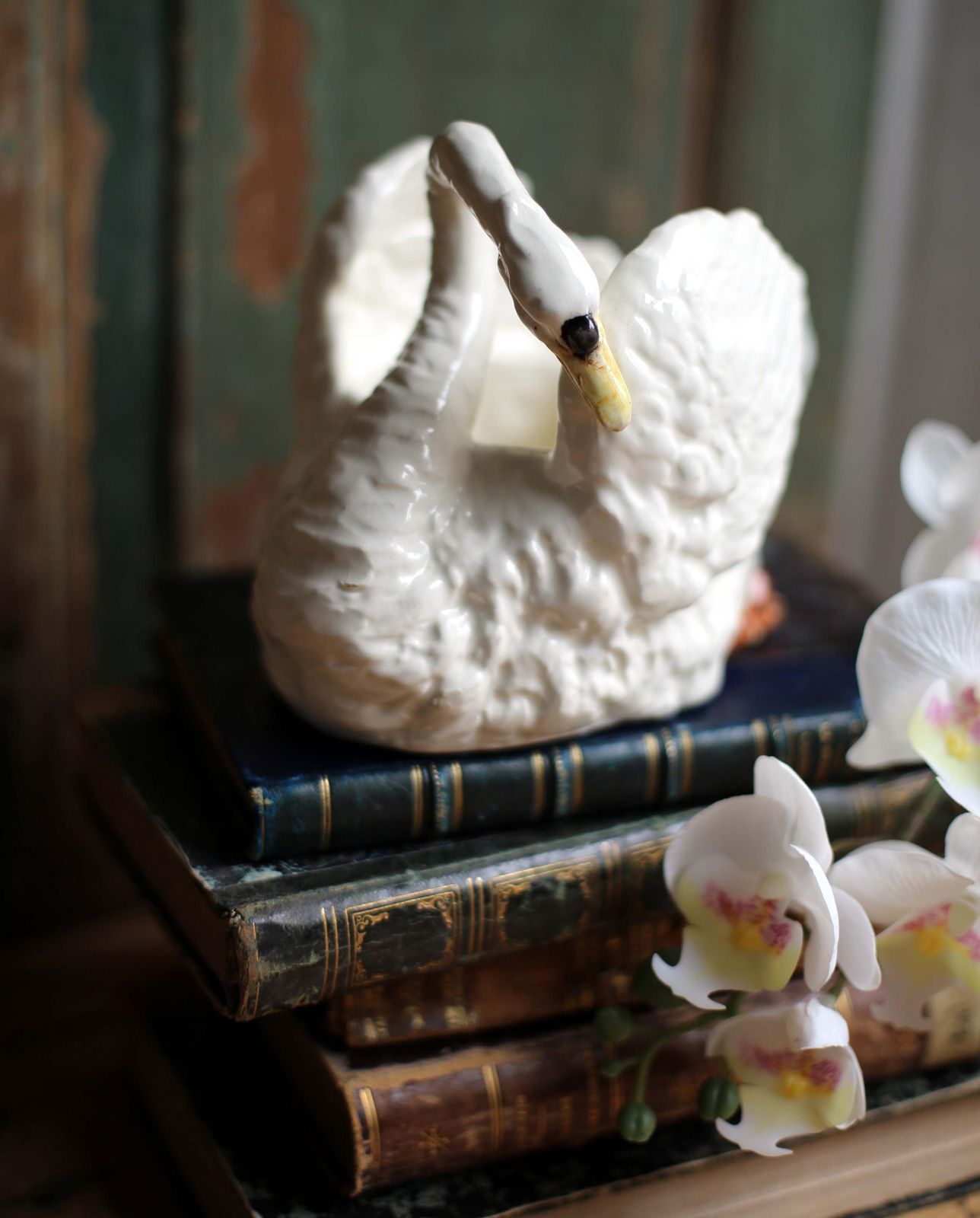 Antique French Majolica Swan Trinket Pot Massier Fils Vallauris photo Home Decor