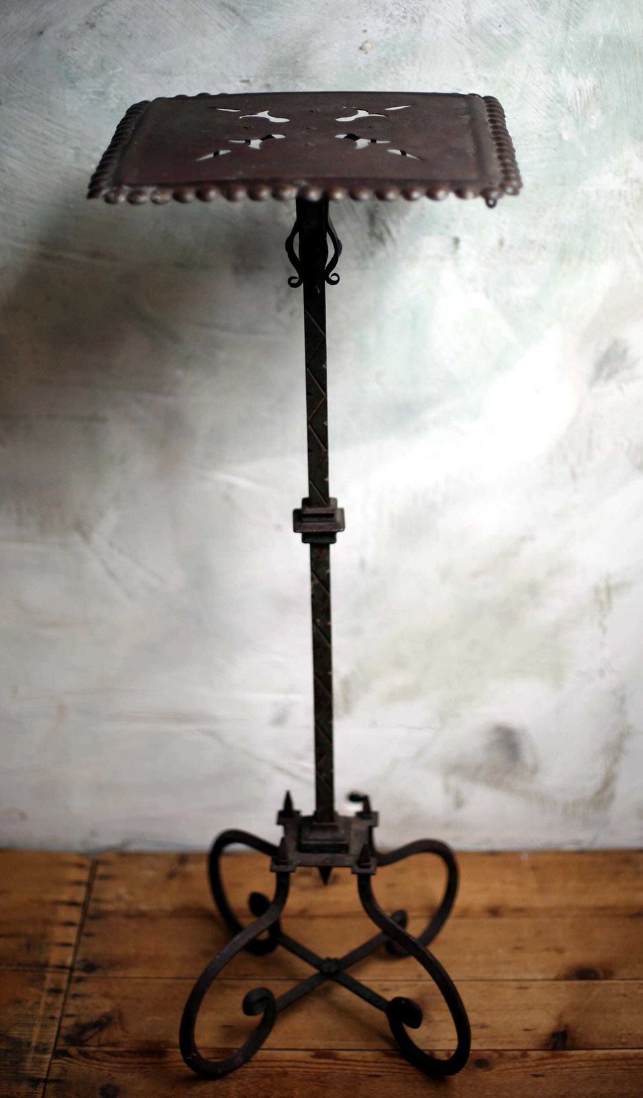 Antique French Wrought Iron Podium Neo Gothic Plant Stand photo furniture
