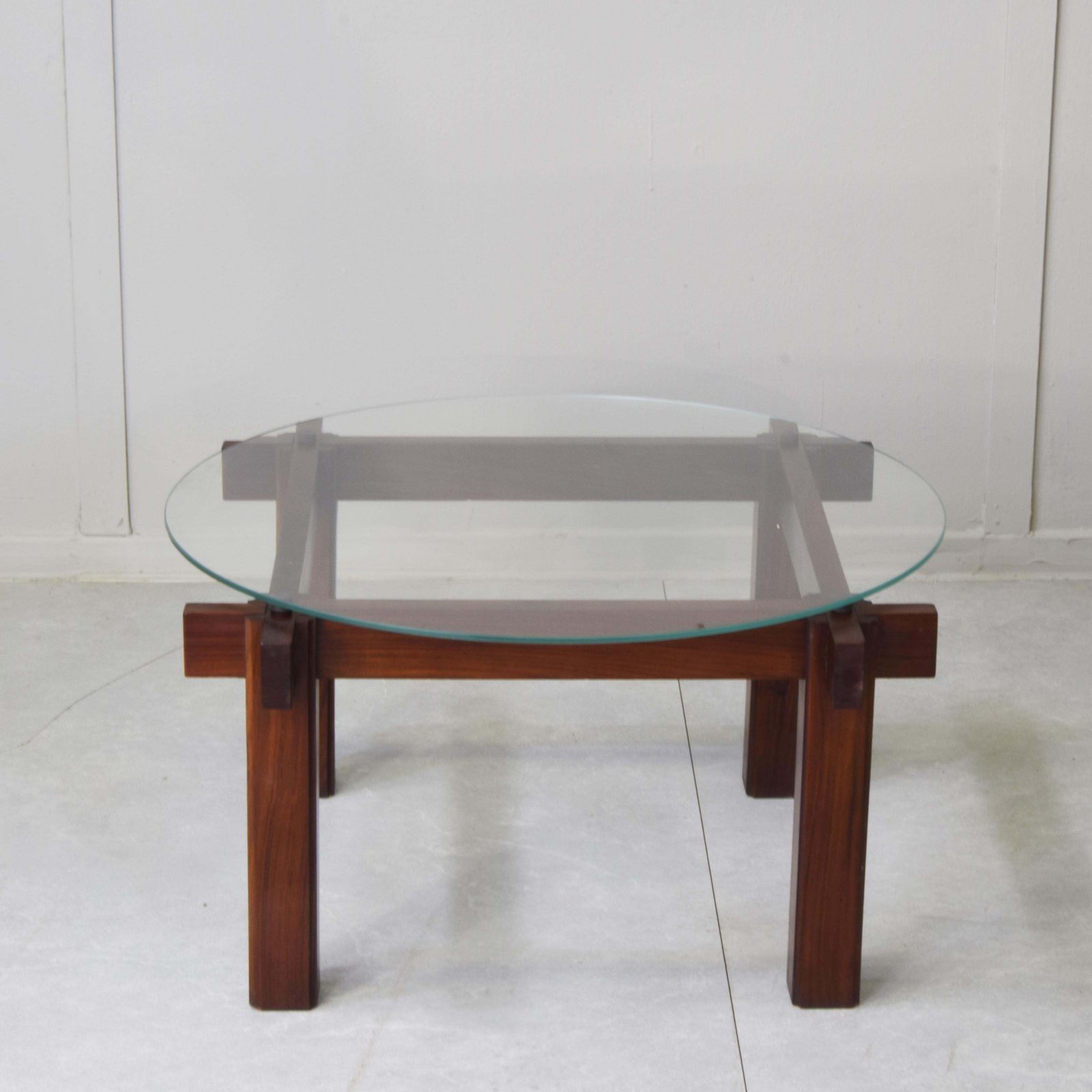 Ico Parisi Mid Century Modern Coffee Table Glass And Teak 1965 photo for sale