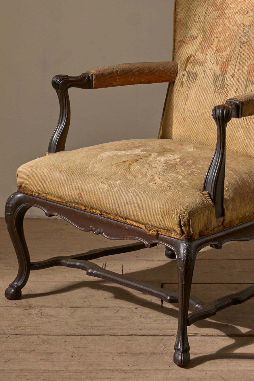 George 1st Style Irish Armchair In Tapestry Fabric photo for sale