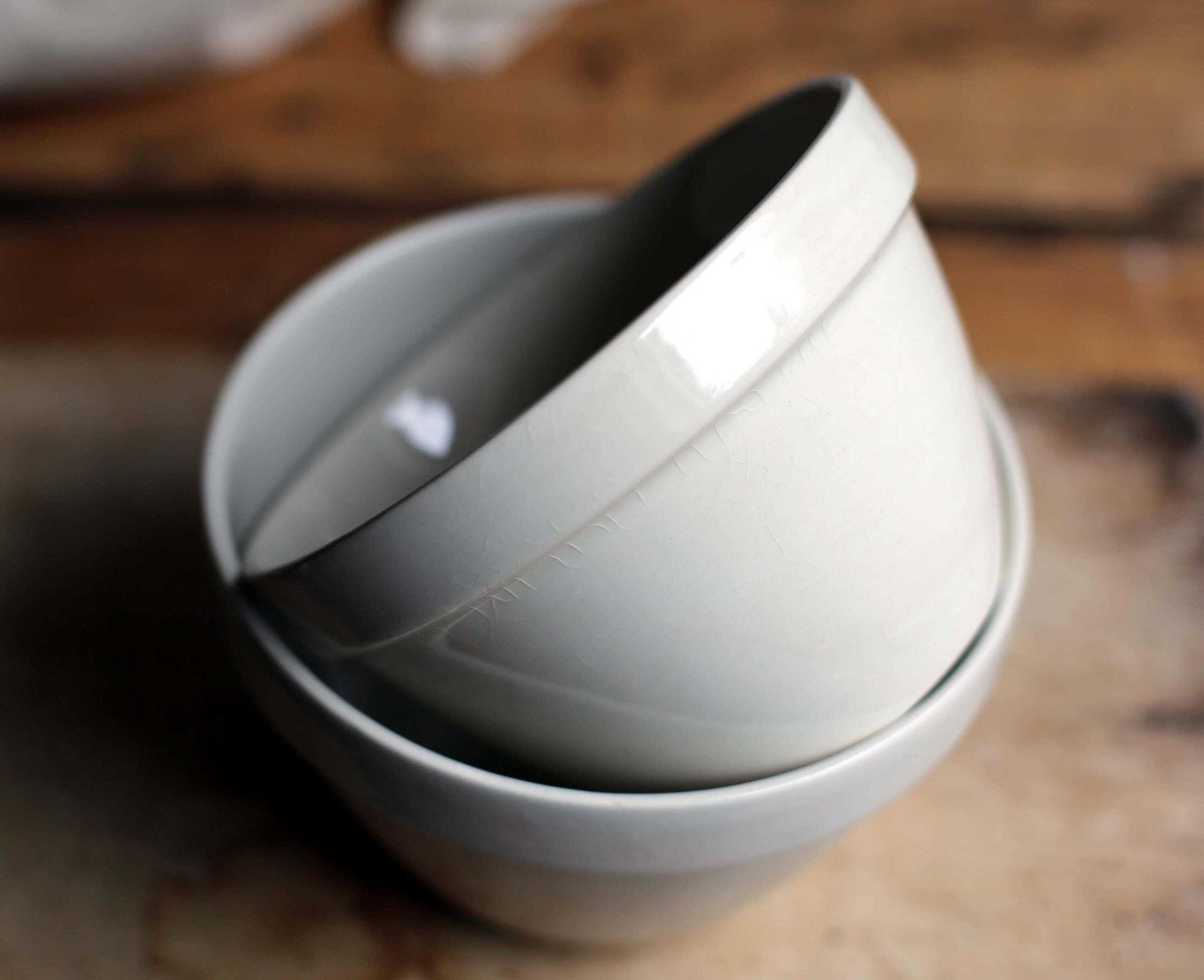 photo furniture 2 English White Pudding Basins Vintage Kitchen Mixing Bowls T G Green