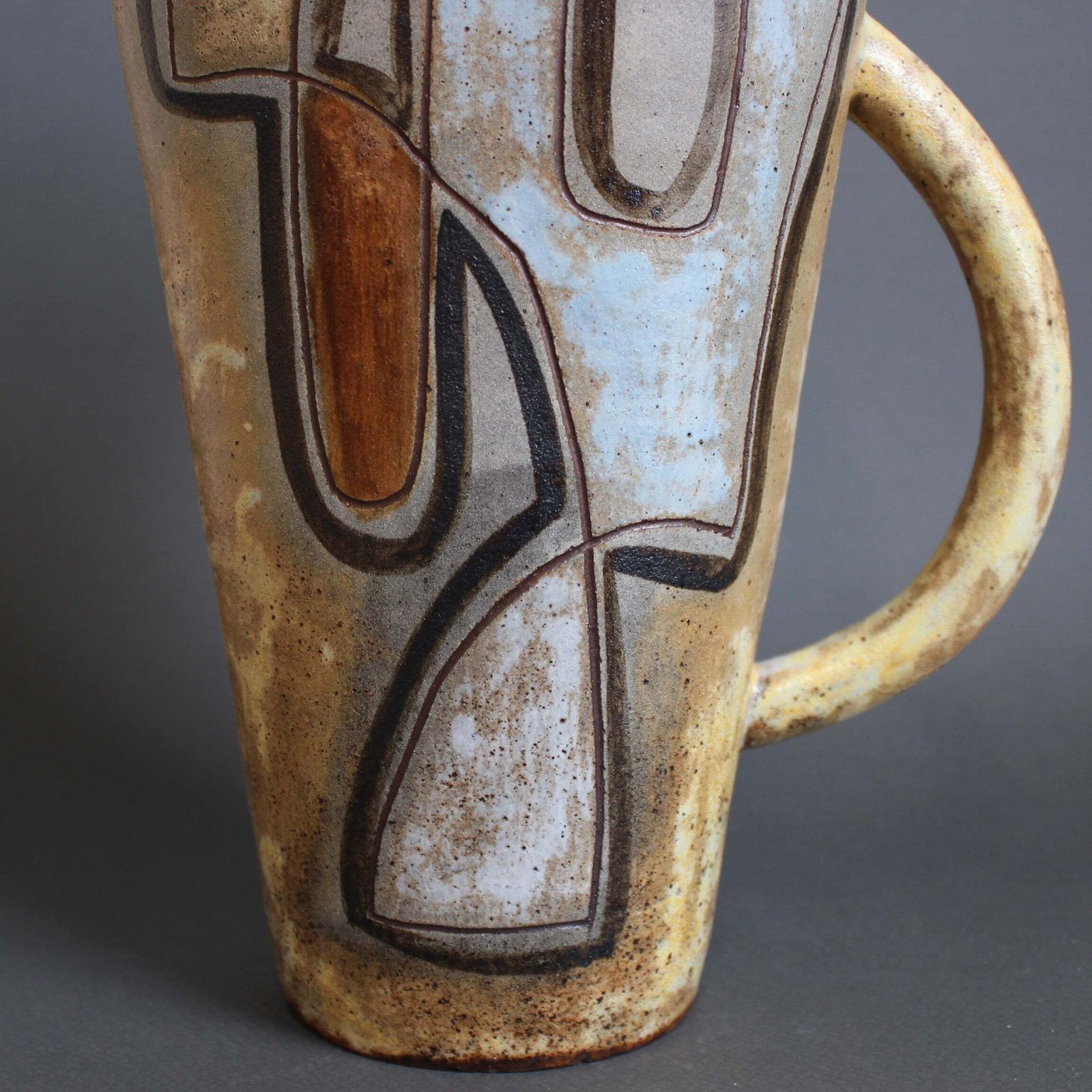 2400.0 French Vintage Ceramic Pitcher With Abstract Motif By Alexandre Kostanda (Circa 1960s) photo