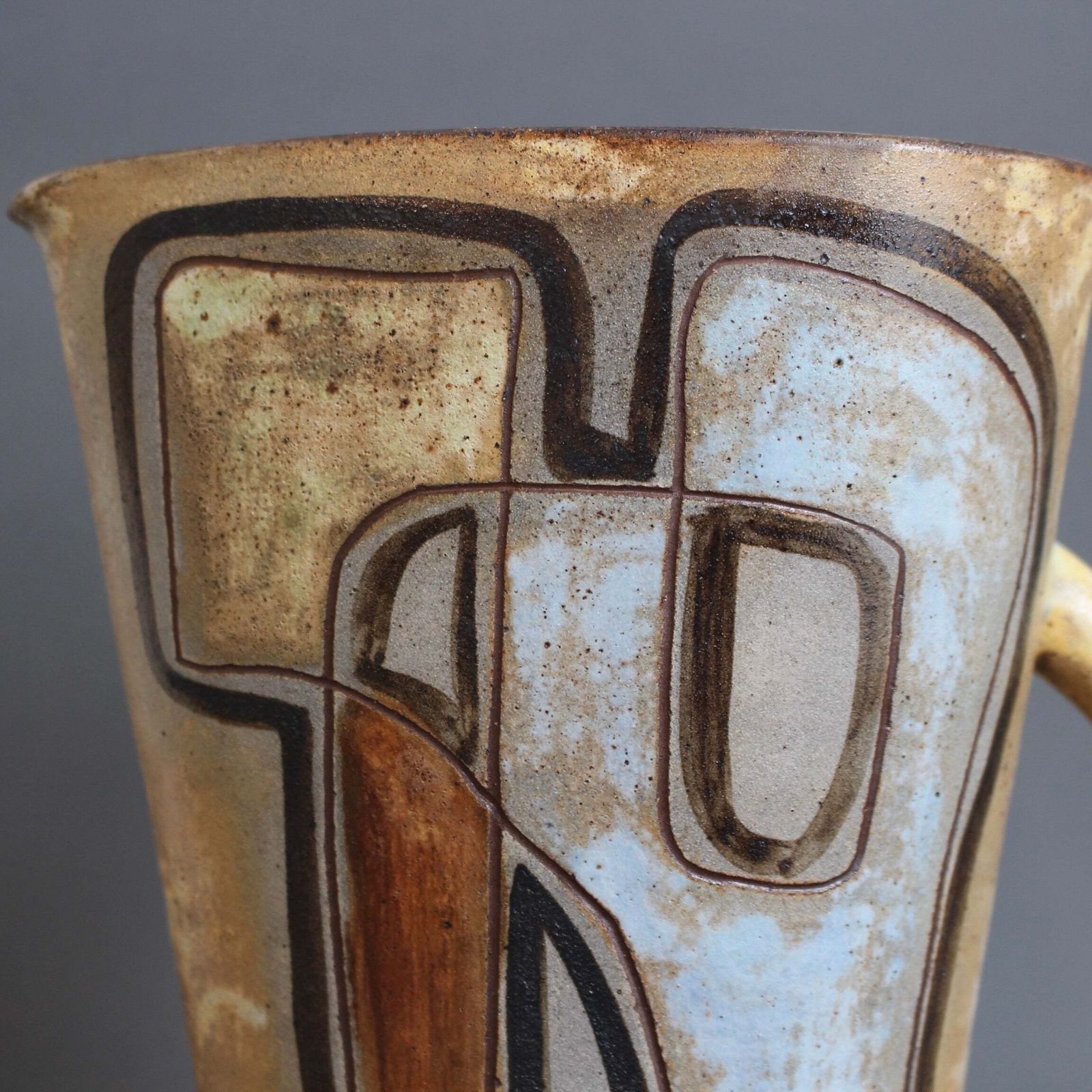 photo buy French Vintage Ceramic Pitcher With Abstract Motif By Alexandre Kostanda (Circa 1960s)