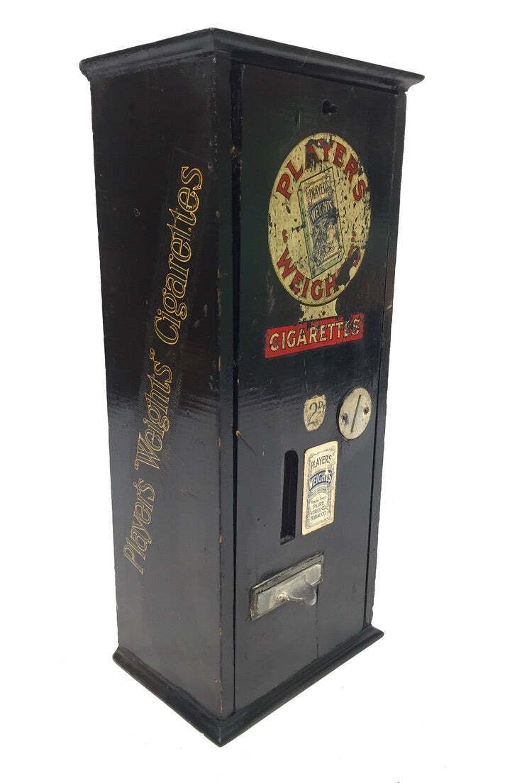 Antique Advertising   Wooden Players Coin Operated Cigarette Vending Machine photo 495.0