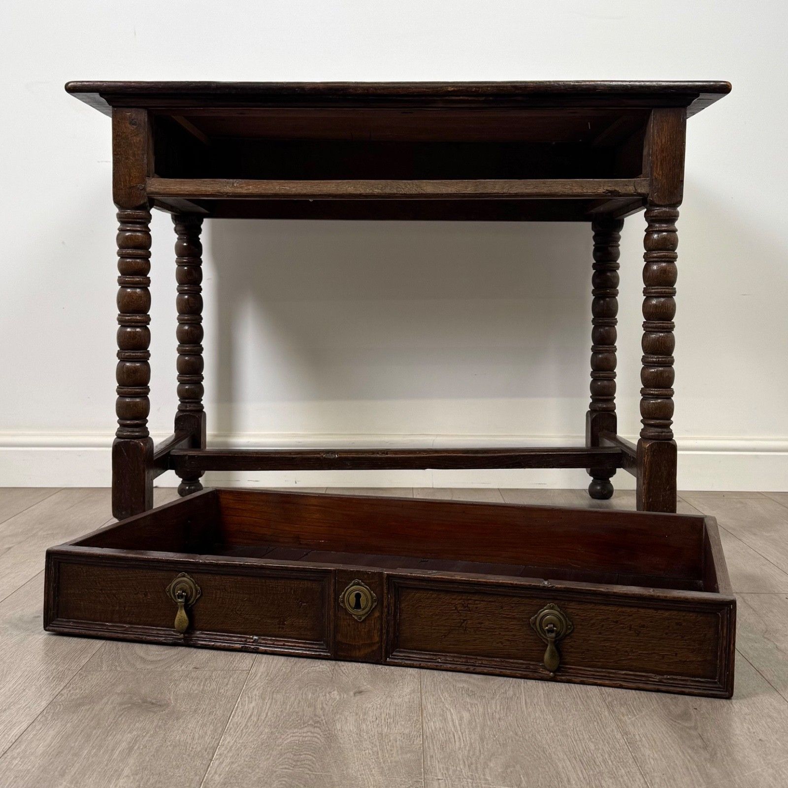 photo for sale Antique 18th Century Georgian Bobbin Turned Writing Table In Oak ( Af 5757 )
