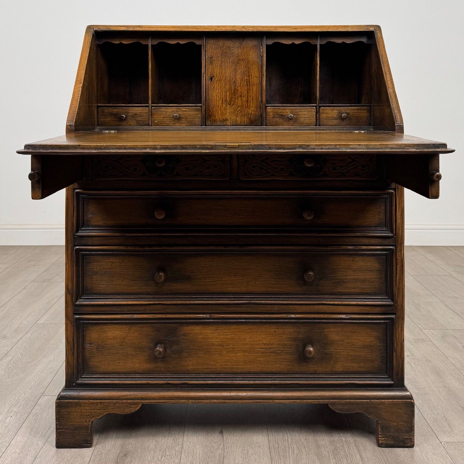 Antique 20th Century Jacobean Style Bureau In Oak ( Af 5779 ) photo furniture