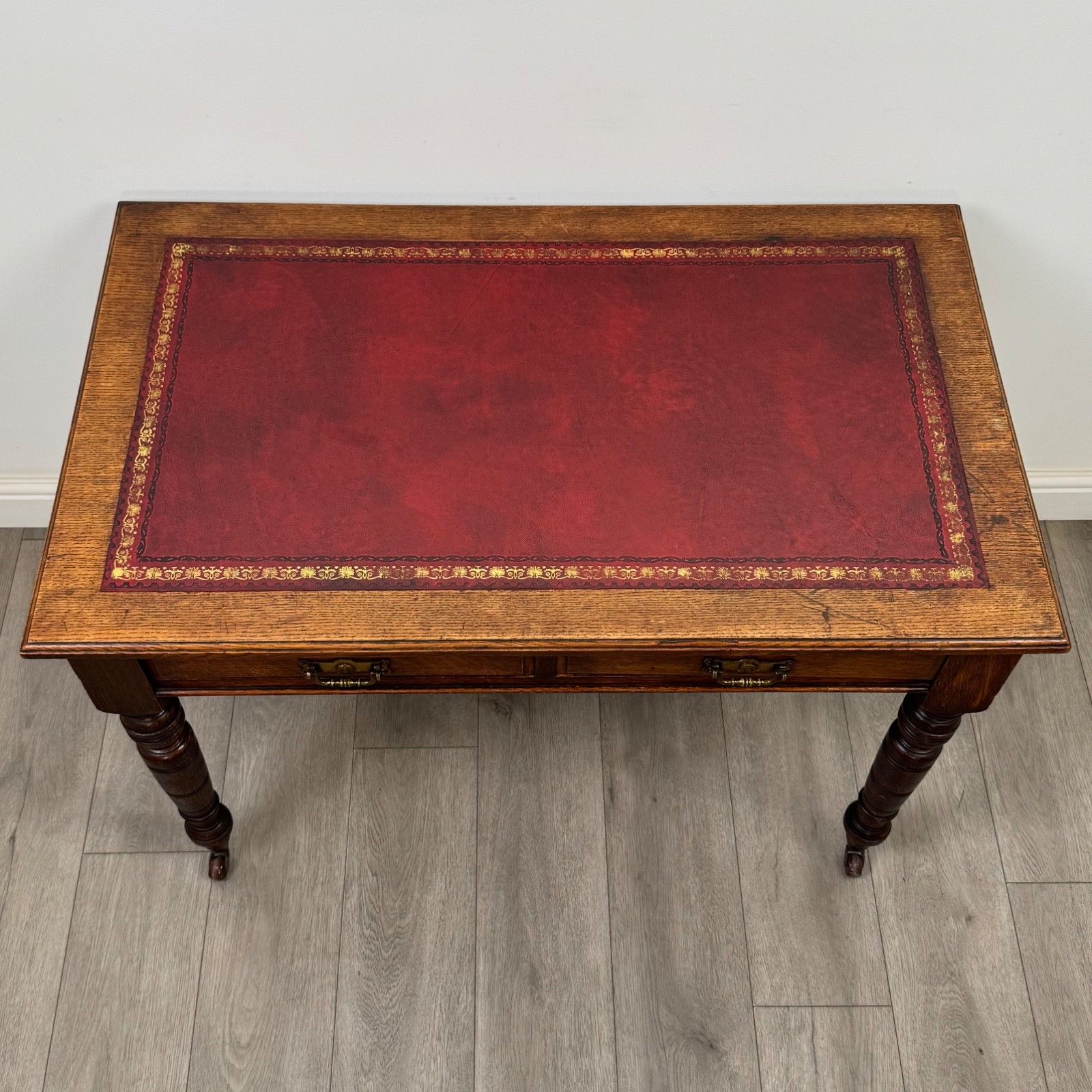 photo furniture Antique 20th Century Edwardian Writing Table In Oak ( Af 5805 )
