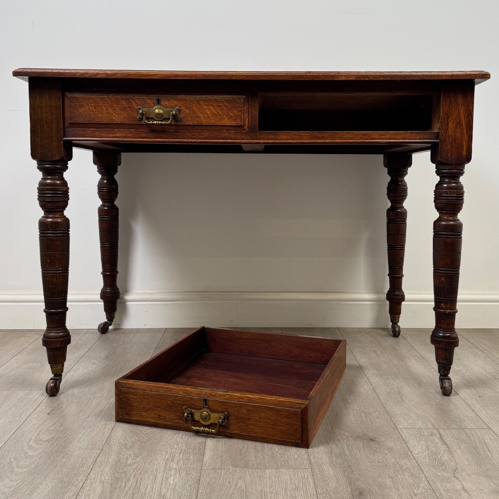photo for sale Antique 20th Century Edwardian Writing Table In Oak ( Af 5805 )
