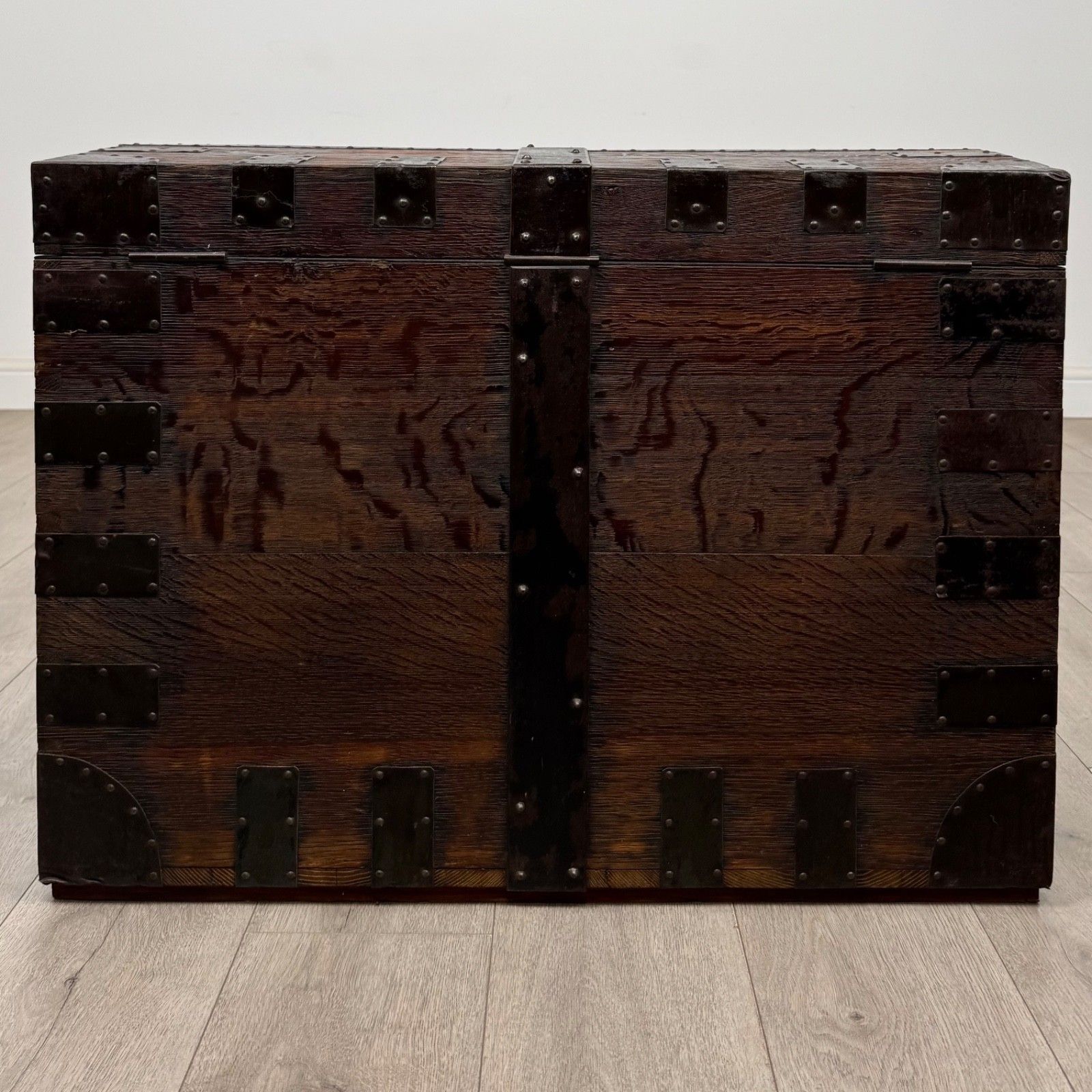 Antique 19th Century Iron Bound Victorian Silver Chest In Oak ( Af 5797 ) photo 625.0