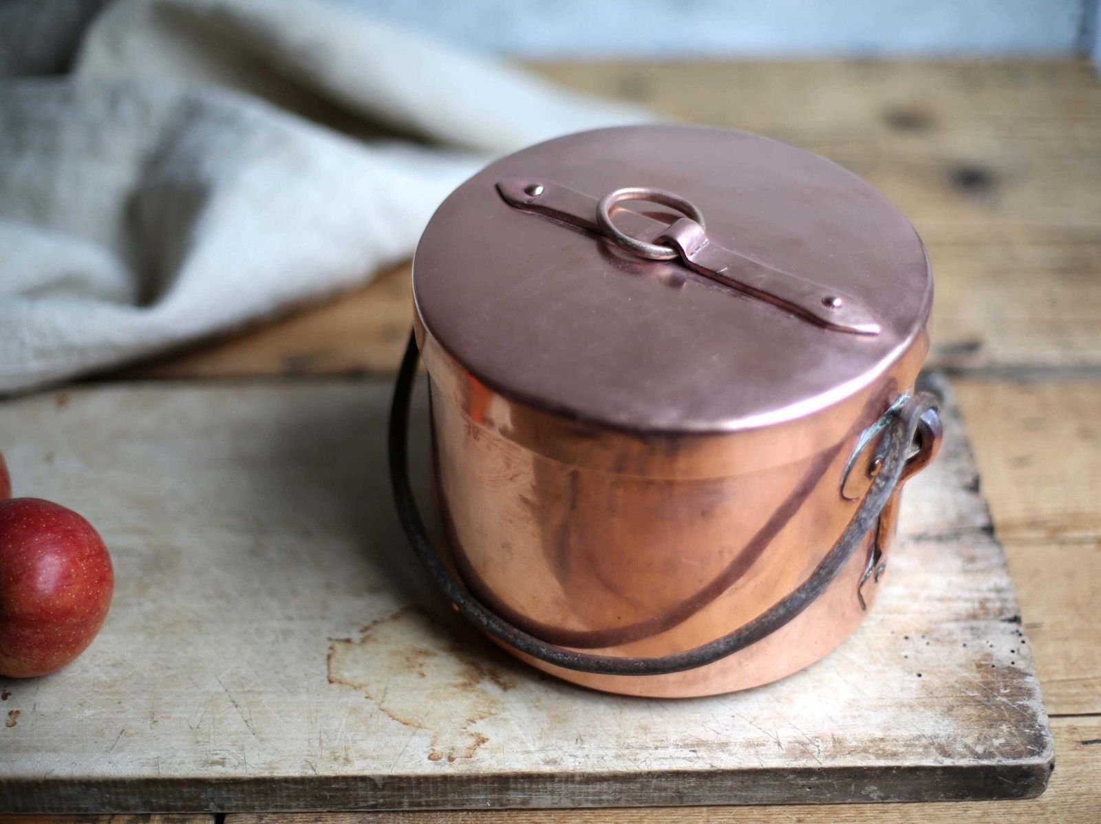 Antique French Stew Pan Copper Stock Pot Professional Quality Dutch Oven Daubiere