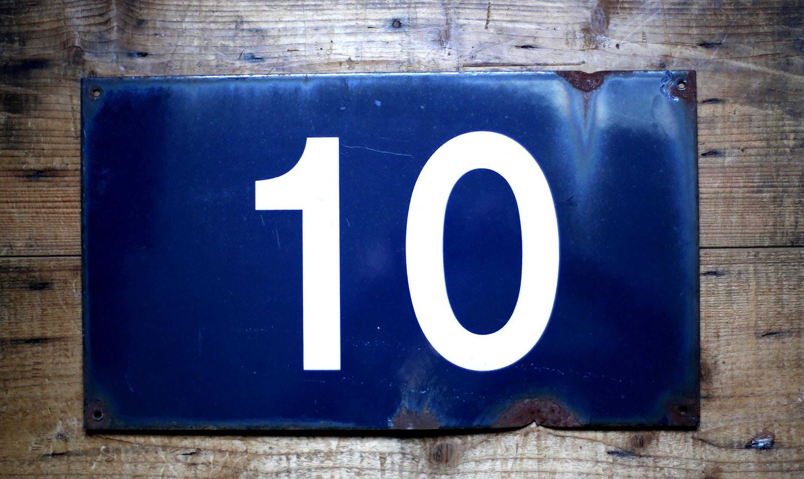 Sncf Enamel Number 10 Large French House Number Ten Blue Metal Wall Plaque Sign photo for sale