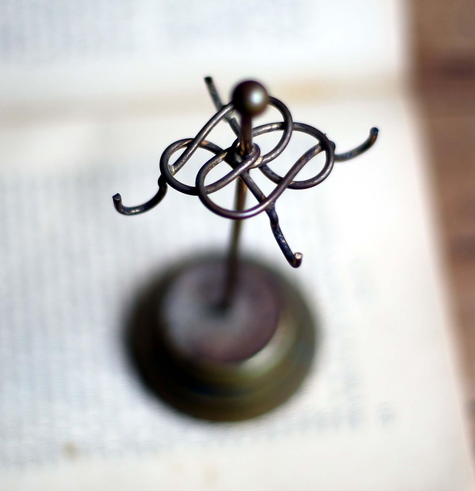 Small Antique Brass Jewelry Tree French Necklace Holder Bracelet Stand Vintage Ring Display photo for sale