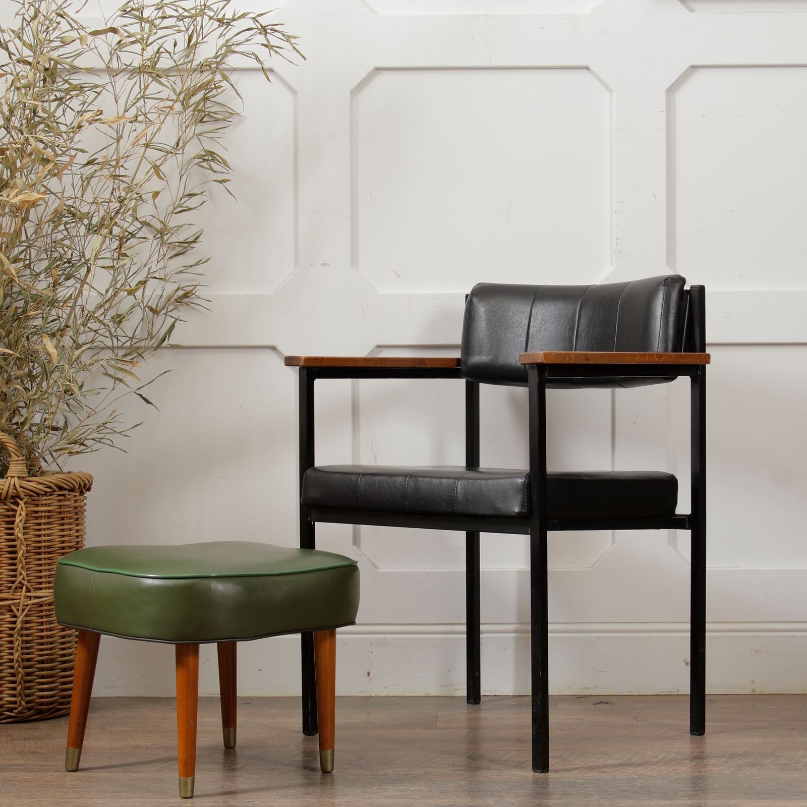 Steel Tubular Industrial Vinyl Mid Century Armchair