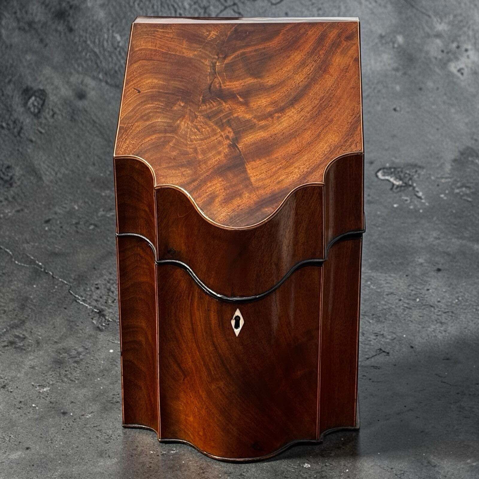Georgian Inlaid Mahogany Cutlery Box Converted Into A Hand Stationary Box