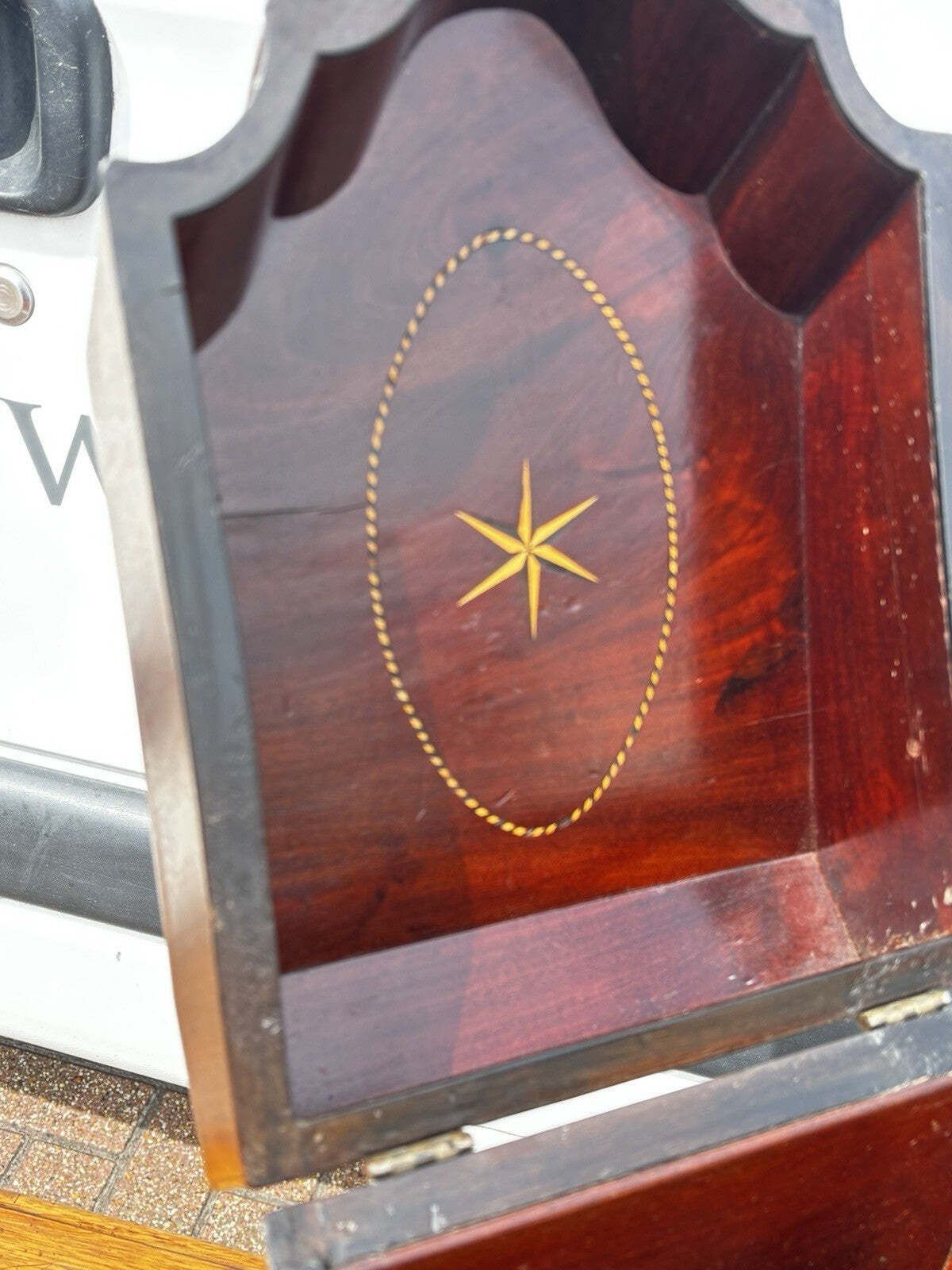 photo furniture Georgian Inlaid Mahogany Cutlery Box Converted Into A Hand Stationary Box