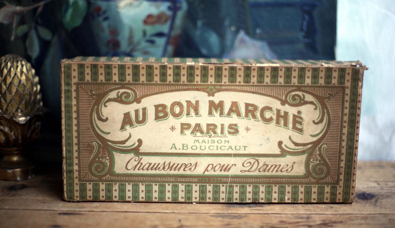 Antique Le Bon Marche Sewing Box French Shoe Box Advertising Maison Boucicaut