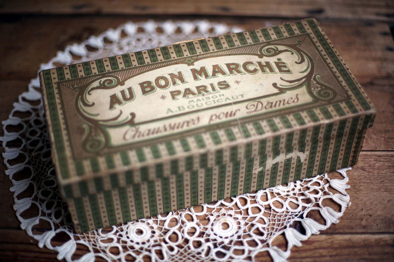 Antique Le Bon Marche Sewing Box French Shoe Box Advertising Maison Boucicaut photo vintage