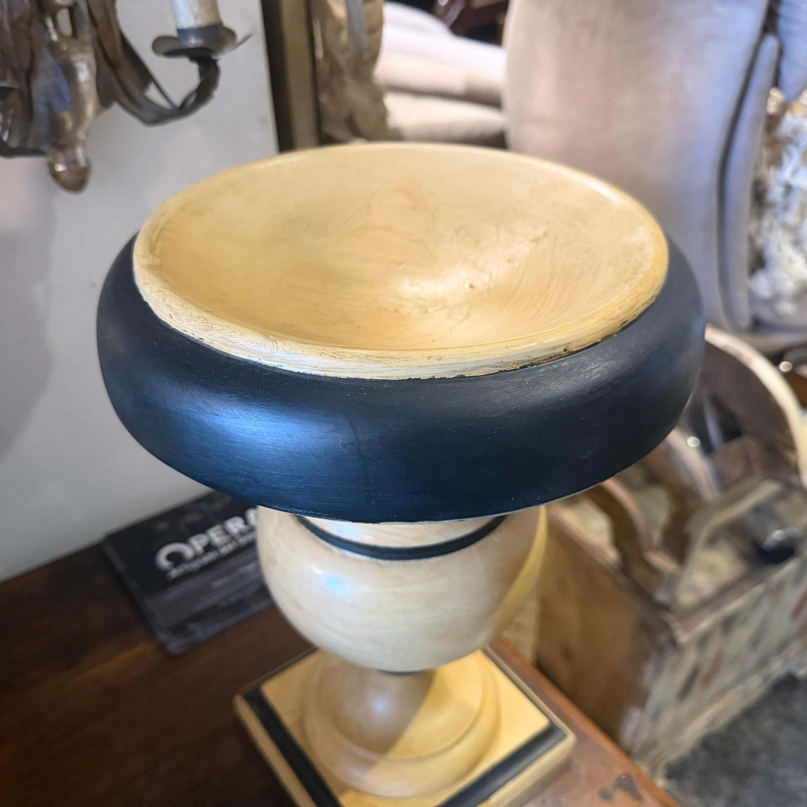 1930s Art Deco Black And White Lacquered Wood Italian Candlehloders photo for sale