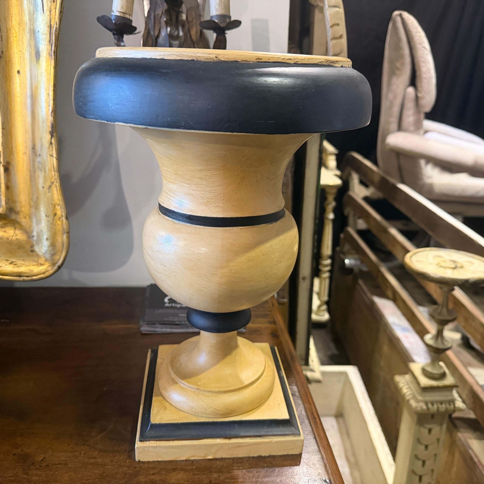1930s Art Deco Black And White Lacquered Wood Italian Candlehloders photo Home Decor