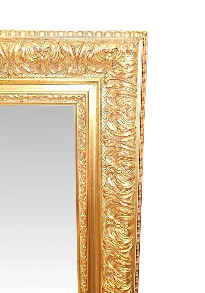 A Very Fine And Unusual 19th Century Large Giltwood Overmantel Mirror Of Simple Design photo for sale