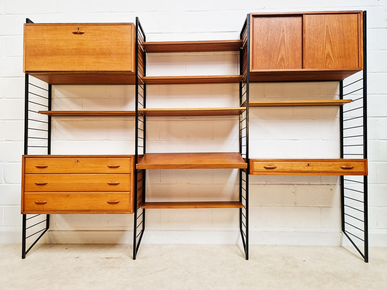 Staples Ladderax Vintage 1960s Mid Century 3 Bay Danish Design Cabinet Sideboard Shelf System Pg099 photo furniture
