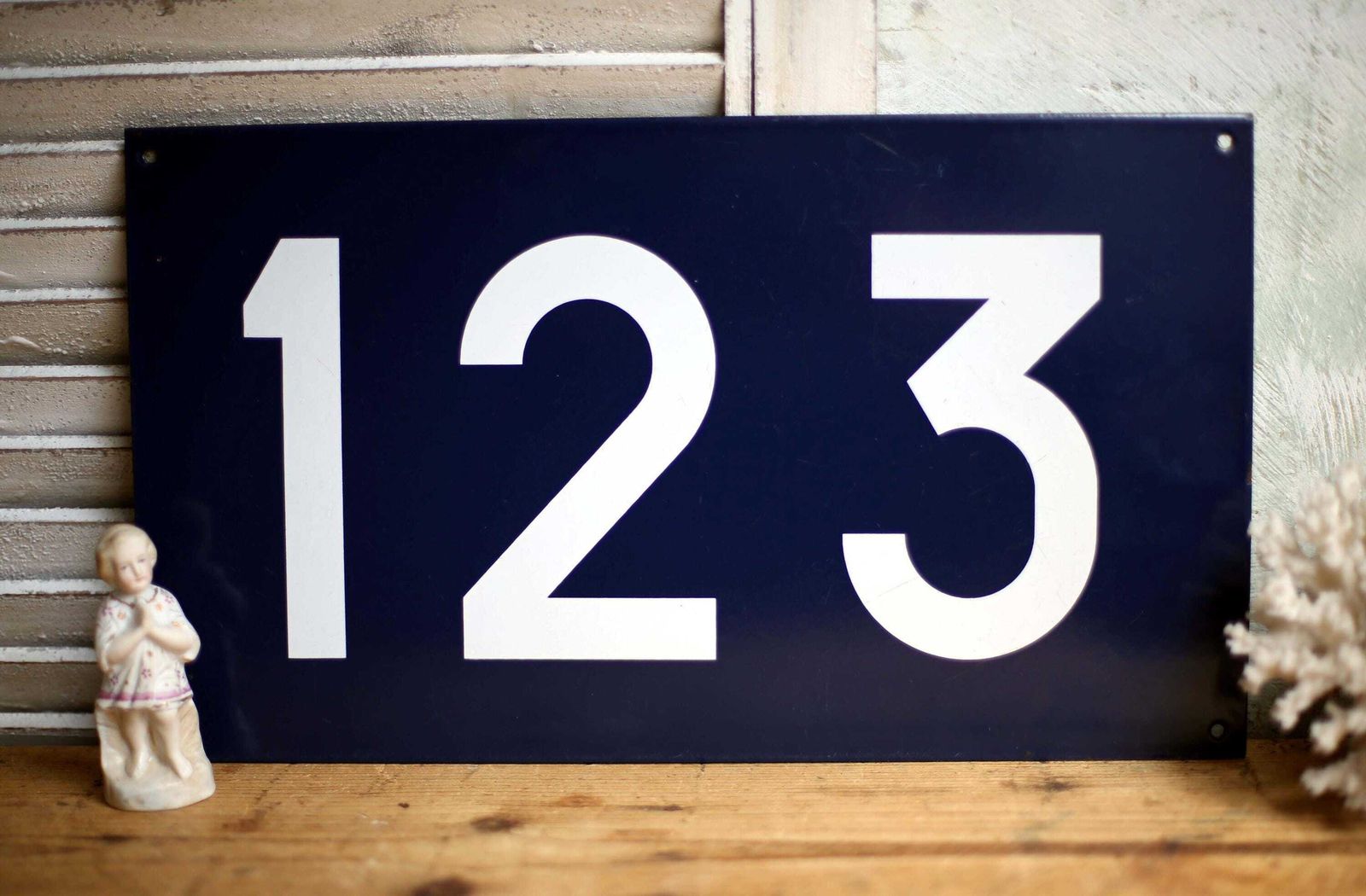 Sncf Enamel Number 123 Large French House Number Blue Metal Wall Plaque Sign photo Home Decor