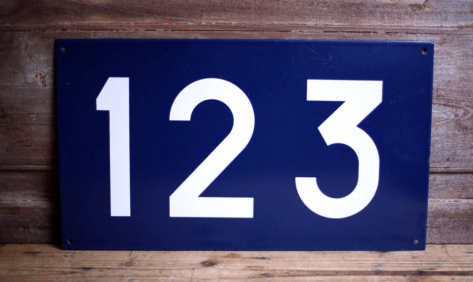Sncf Enamel Number 123 Large French House Number Blue Metal Wall Plaque Sign photo vinterior