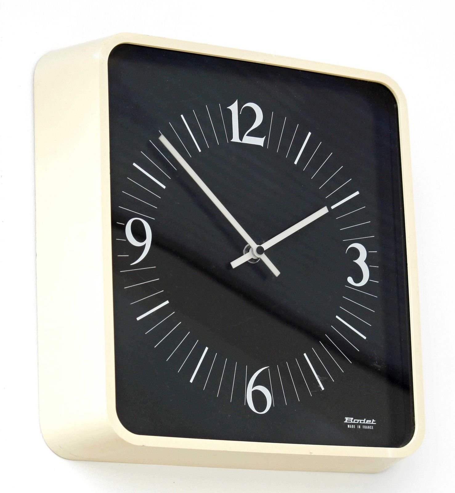 Vintage Bodet Wall Clock   33cm Retro White Industrial Office Clock 1970s French Clock Gift Off The Wall Clocks