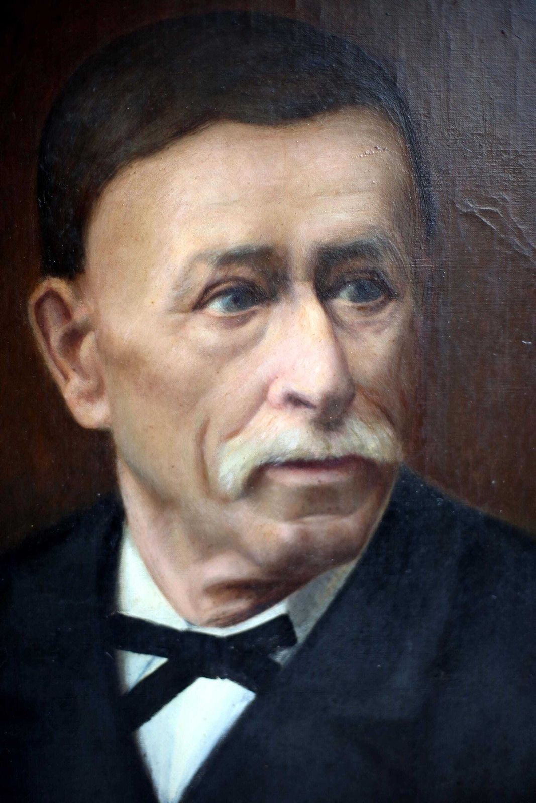 Original Antique Male Portrait Painting French Man Oil On Canvas photo furniture