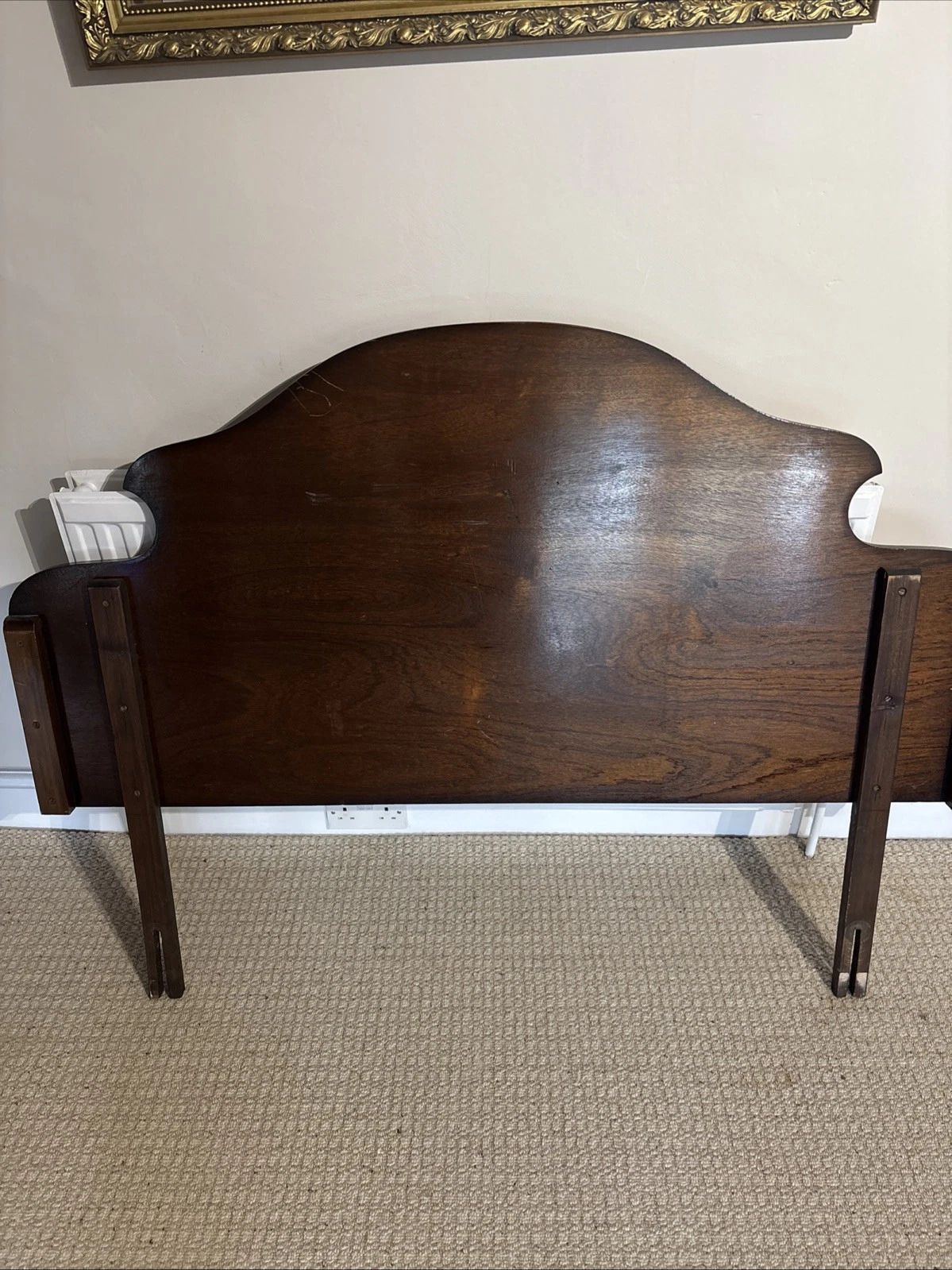 Vintage Burr Walnut Wood Veneer Headboard For Double 4'6" Divan Base photo Furniture